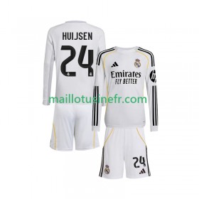 Maillot de Foot Real Madrid Huijsen 24 Domicile 2025-26 Manches Longues - Enfant